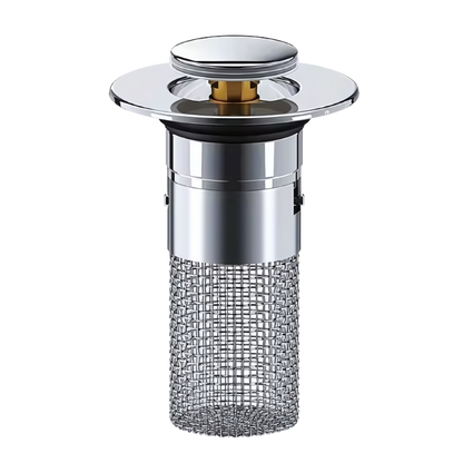 Bonde de lavabo à pression avec filtre, diamètre 34–40 mm