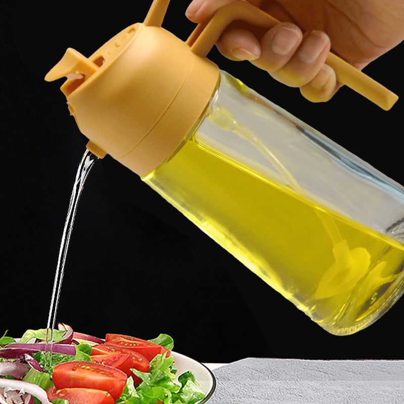 Distributeur d'huile en verre avec pulvérisateur et bec verseur