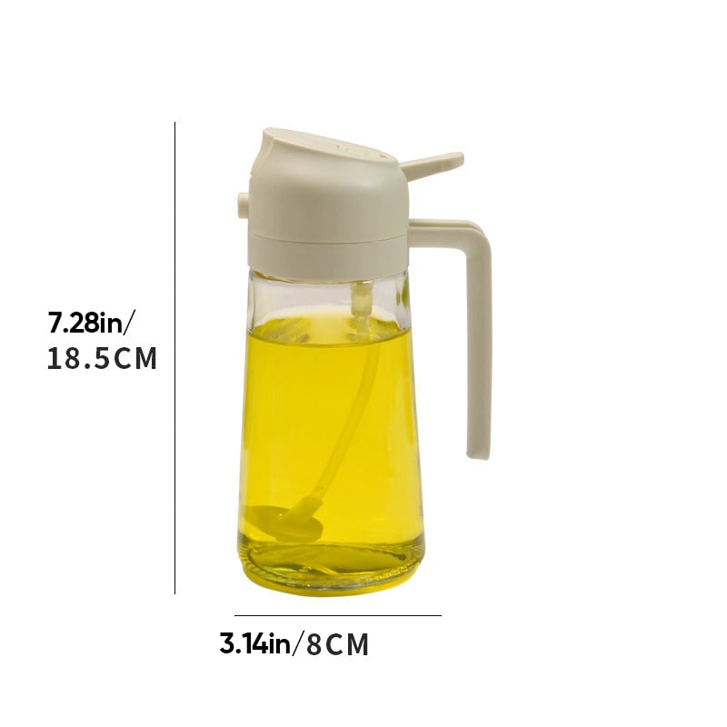 Distributeur d'huile en verre avec pulvérisateur et bec verseur