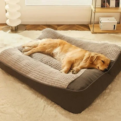 Panier pour chien en peluche gaufrée avec housse lavable