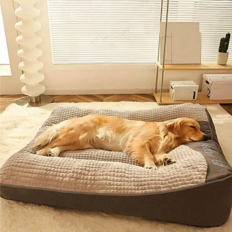 Panier pour chien en peluche gaufrée avec housse lavable