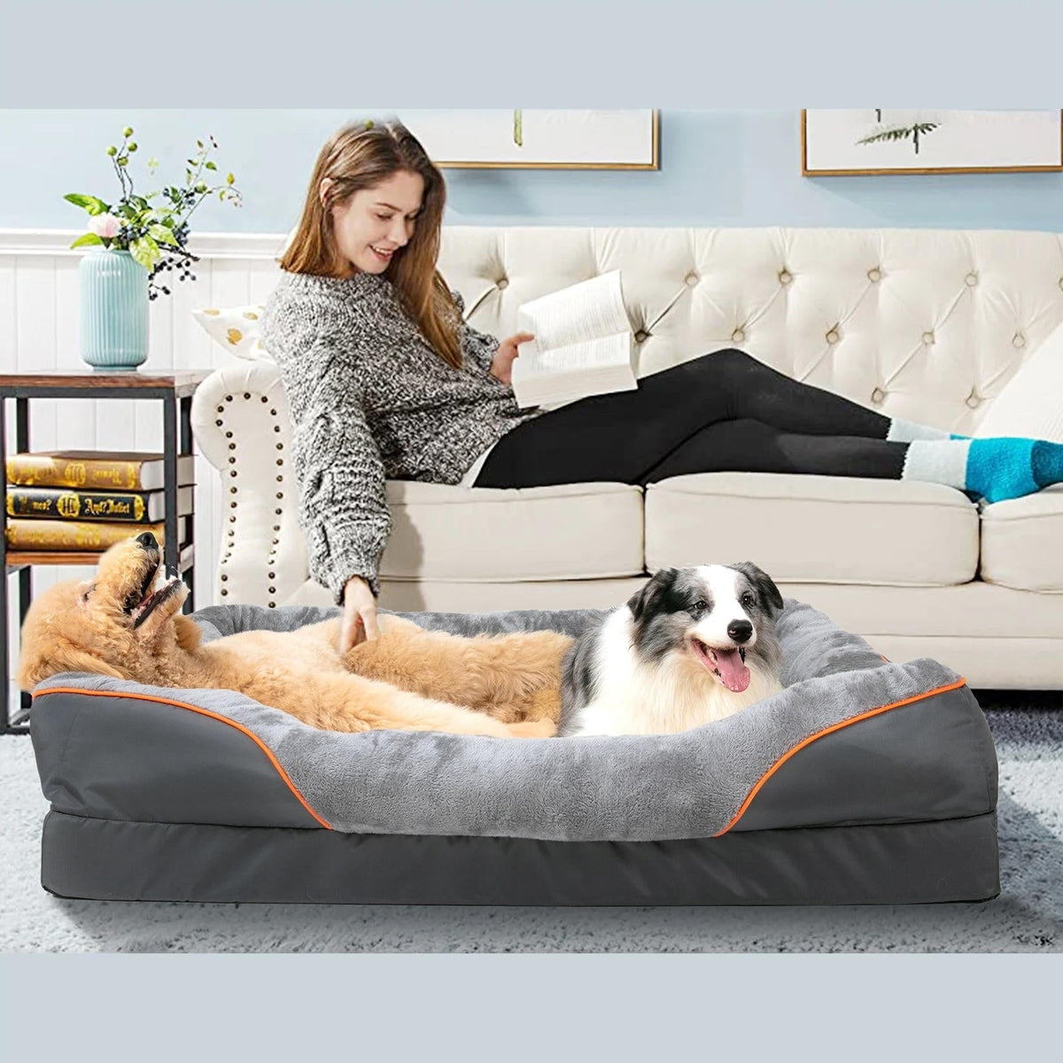 Panier pour chien en mousse avec housse polaire amovible
