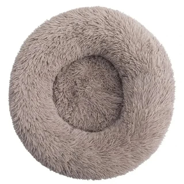 Panier rond pour chien en fausse fourrure à rebord surélevé