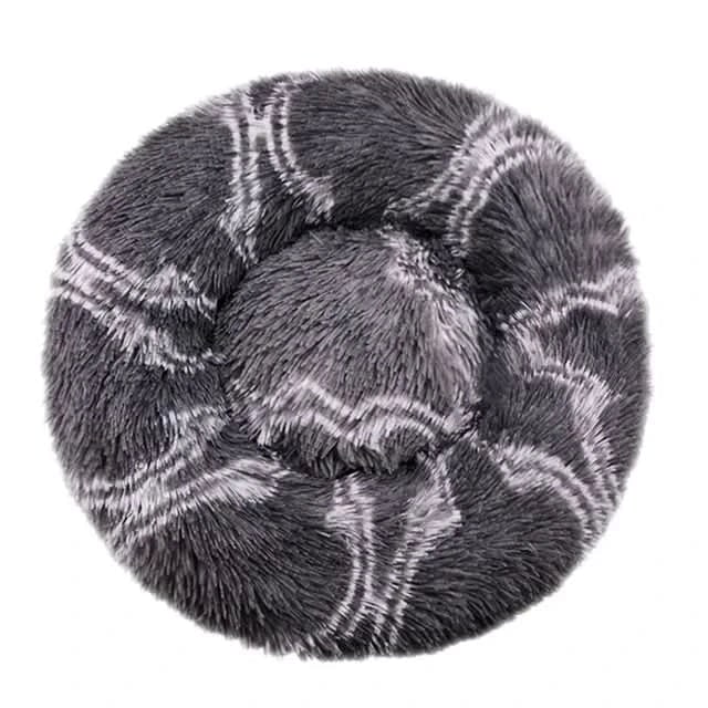 Panier rond pour chien en fausse fourrure à rebord surélevé