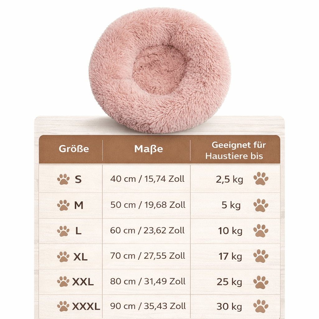 Panier rond pour chien en fausse fourrure à rebord surélevé