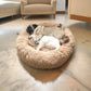 Panier rond pour chien en fausse fourrure à rebord surélevé