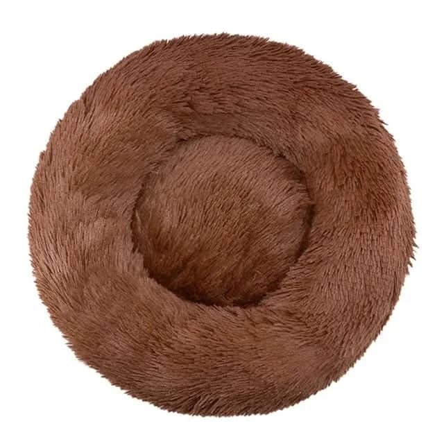Panier rond pour chien en fausse fourrure à rebord surélevé