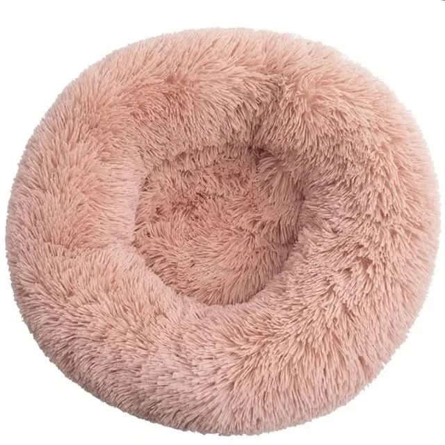 Panier rond pour chien en fausse fourrure à rebord surélevé