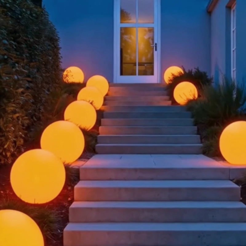 Globe lumineux extérieur portable à lumière chaude