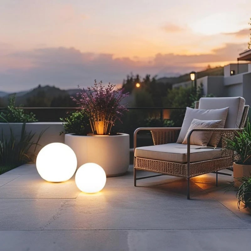 Globe lumineux extérieur portable à lumière chaude