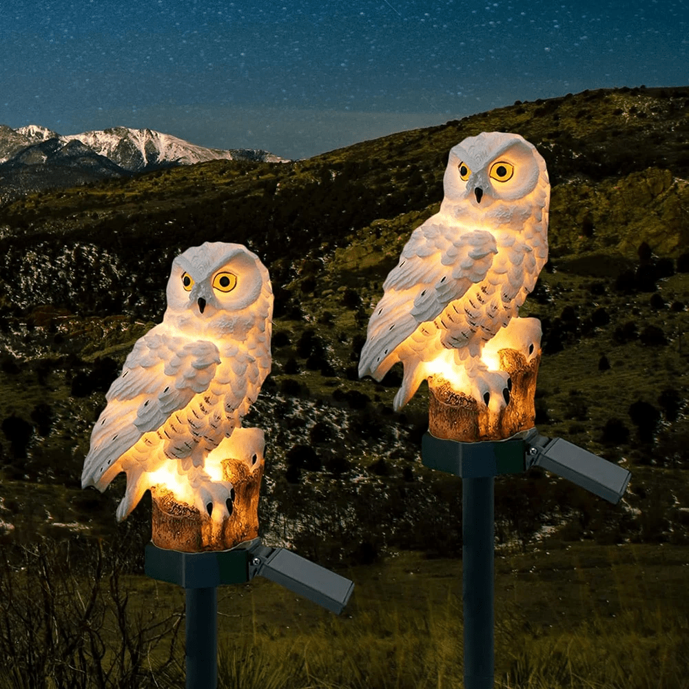 Lampe solaire de jardin en résine à motif de chouette