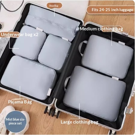 Lot de six ou huit organiseurs de valise en polyester