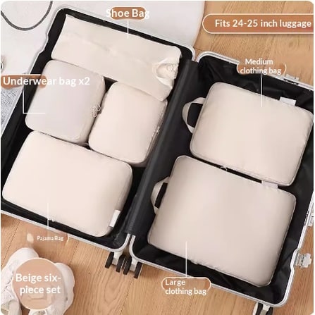 Lot de six ou huit organiseurs de valise en polyester