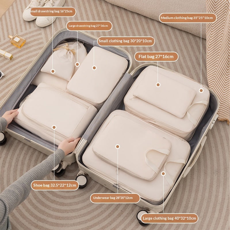 Lot de six ou huit organiseurs de valise en polyester