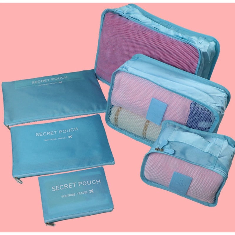Lot de six pochettes de rangement de valise avec panneaux filet