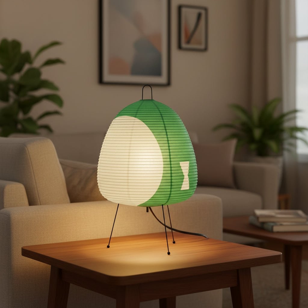 Lampe de table en papier à base trépied