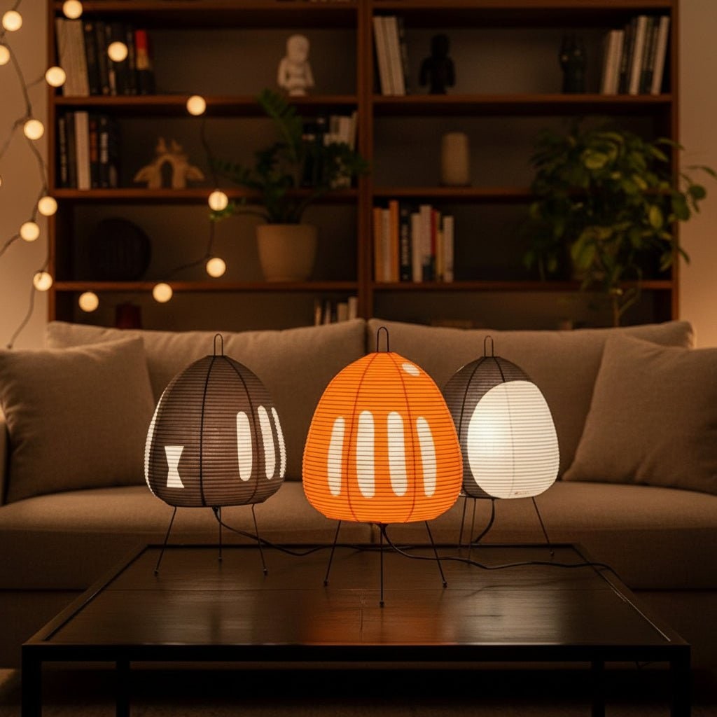 Lampe de table en papier à base trépied