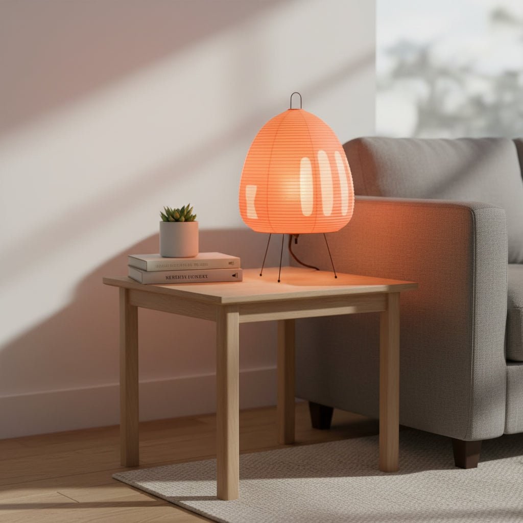 Lampe de table en papier à base trépied