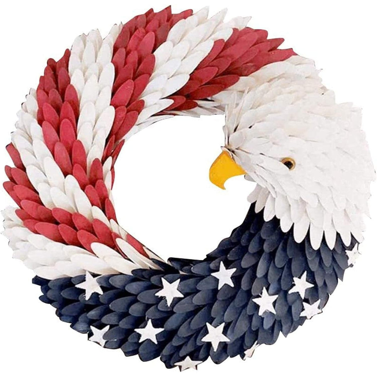 Couronne de porte décorative à motif d'aigle et drapeau