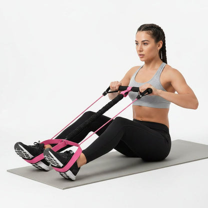 Élastique de résistance avec barre en mousse et sangles de pieds