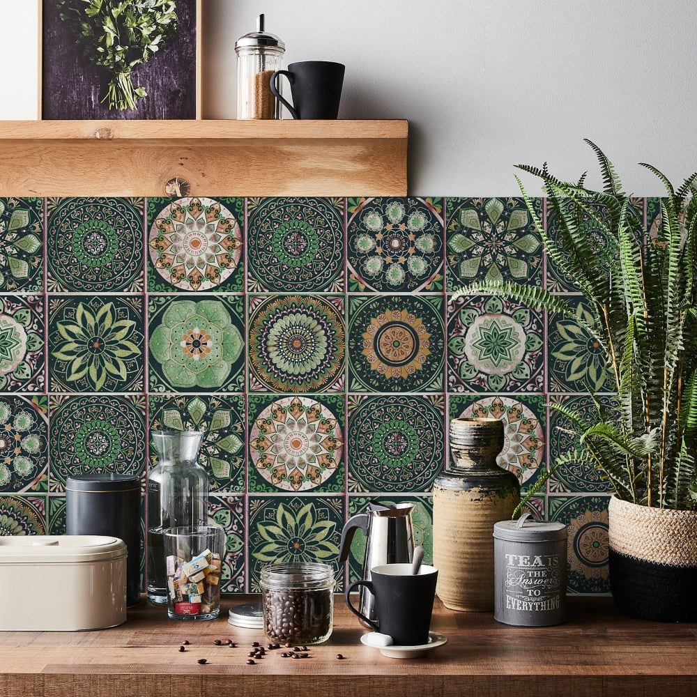 Lot de vingt-quatre stickers carreaux à motifs mandala
