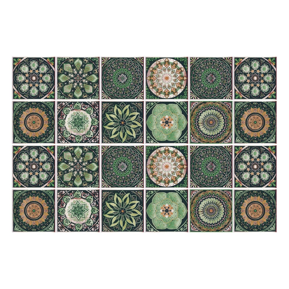 Lot de vingt-quatre stickers carreaux à motifs mandala