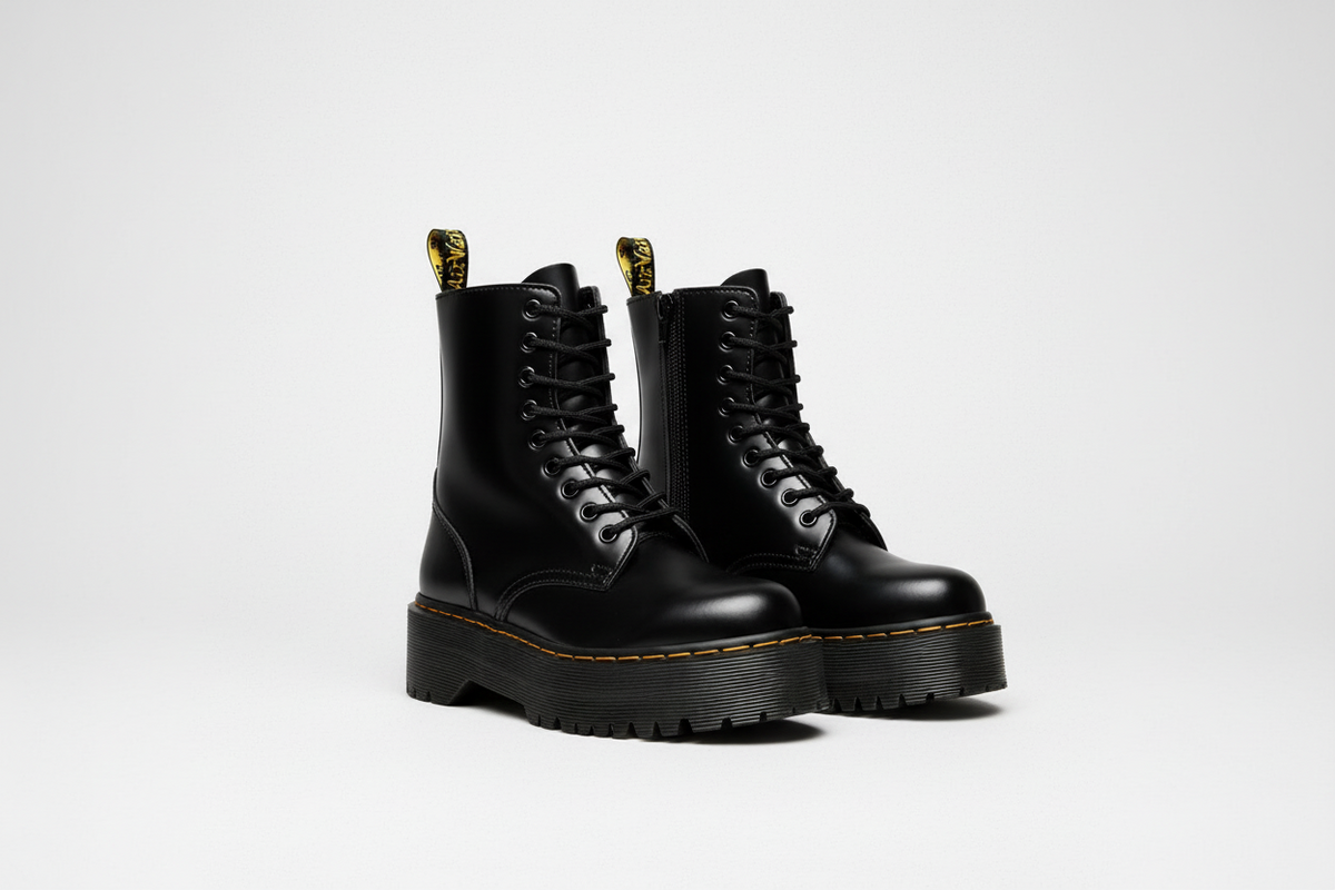 Bottines à plateforme avec lacets et fermeture latérale