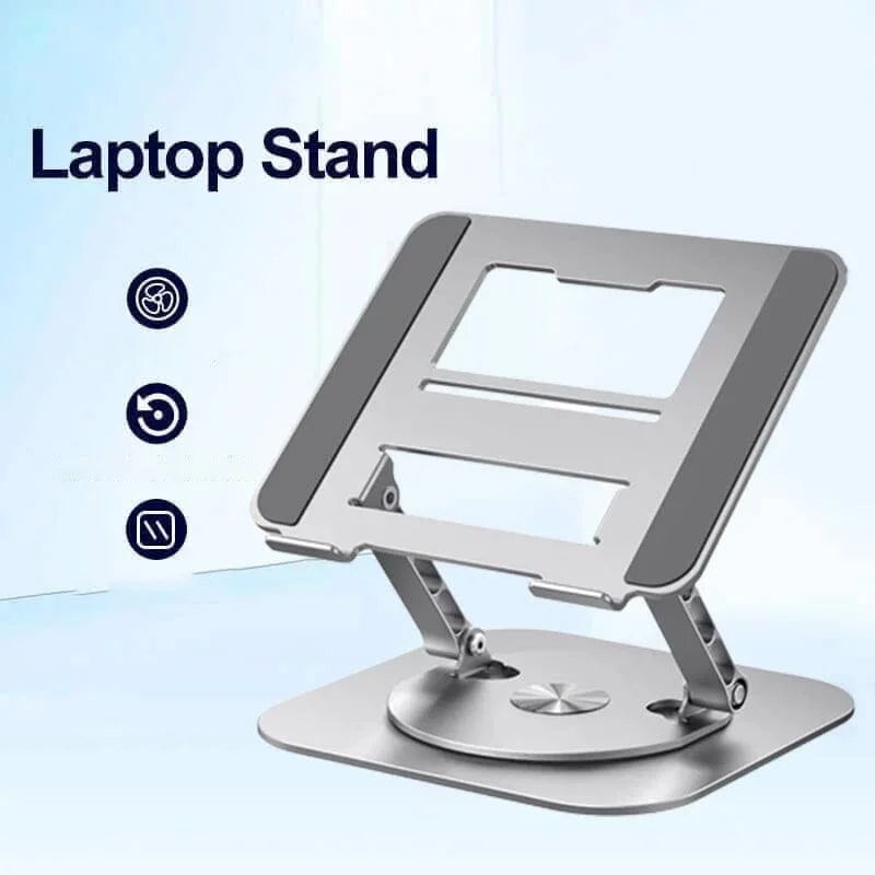 Support d'ordinateur portable pliable en aluminium à base rotative