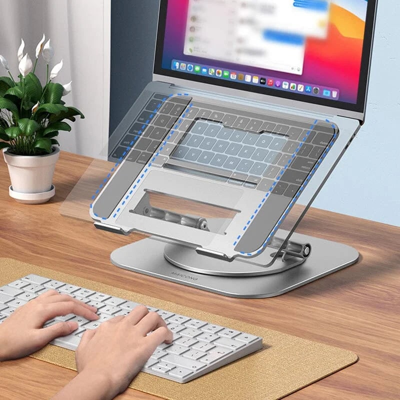 Support d'ordinateur portable pliable en aluminium à base rotative