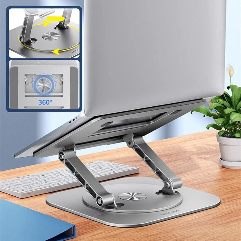 Support d'ordinateur portable pliable en aluminium à base rotative