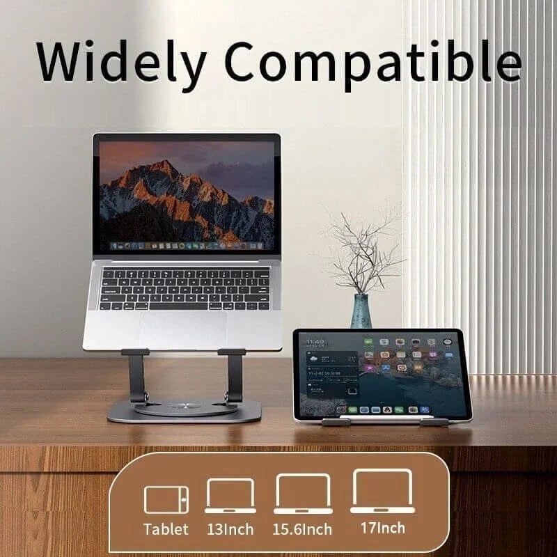 Support d'ordinateur portable pliable en aluminium à base rotative