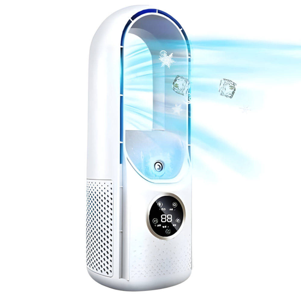 Ventilateur tour compact sans pales apparentes avec minuterie