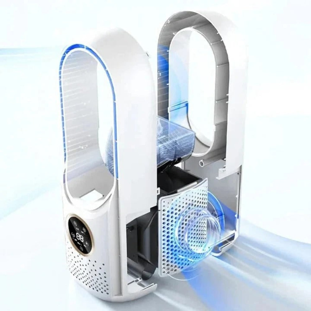 Ventilateur tour compact sans pales apparentes avec minuterie