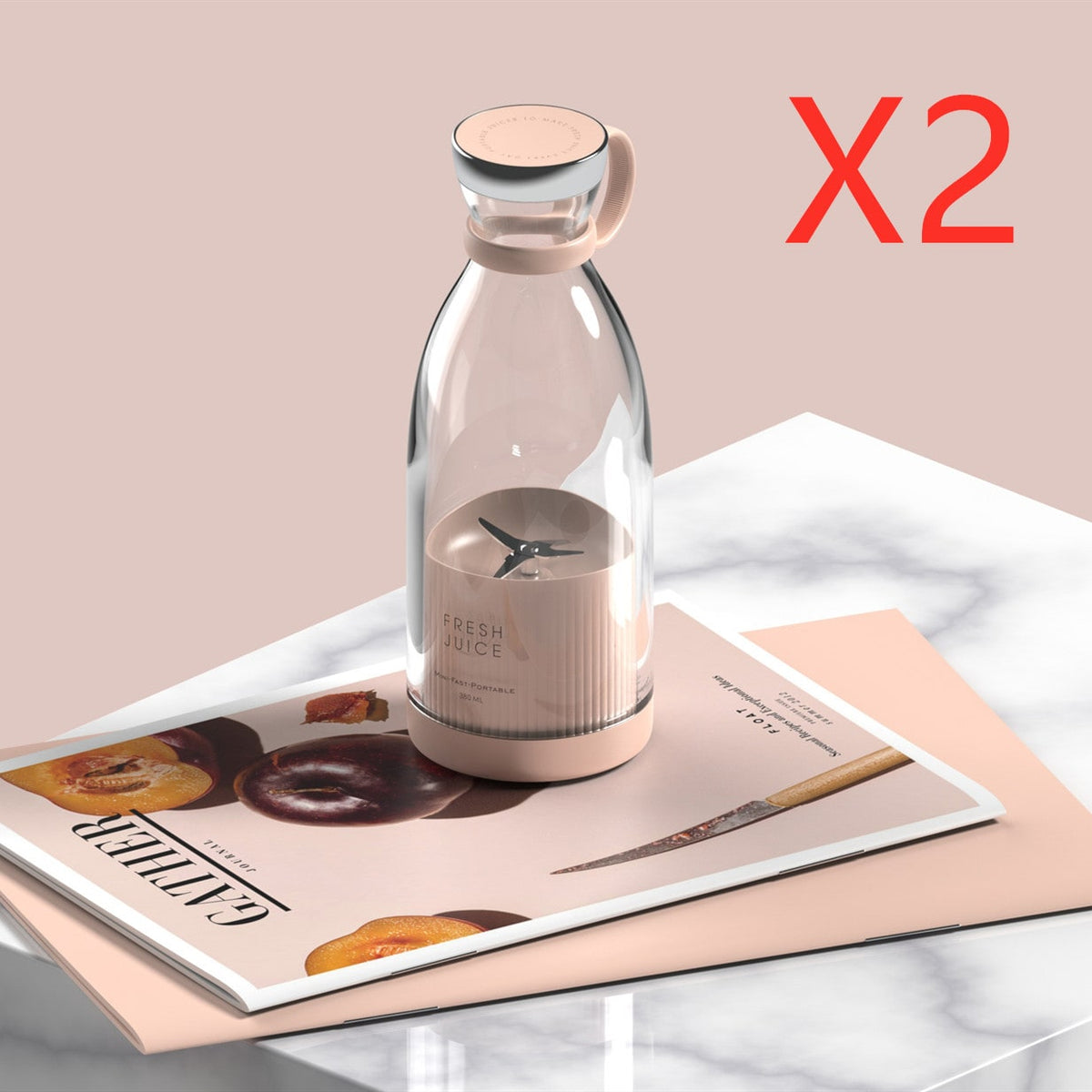 Mixeur portable rechargeable à quatre lames, 350 ml