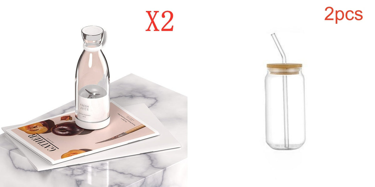 Mixeur portable rechargeable à quatre lames, 350 ml