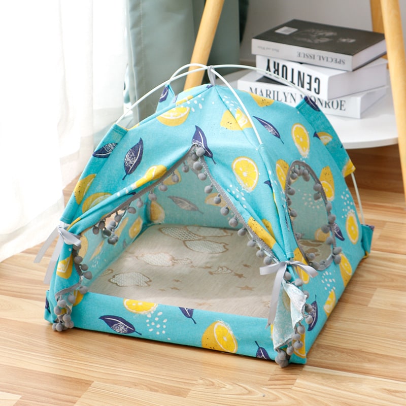 Tente de repos pour chat avec tapis amovible et fenêtres filet