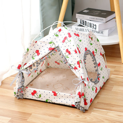 Tente de repos pour chat avec tapis amovible et fenêtres filet