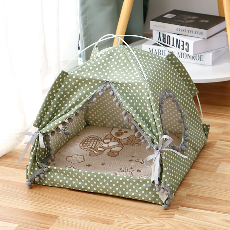 Tente de repos pour chat avec tapis amovible et fenêtres filet