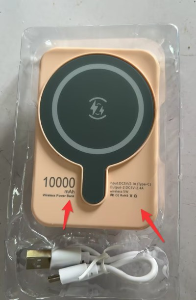 Batterie externe magnétique à recharge sans fil, 10 000 mAh