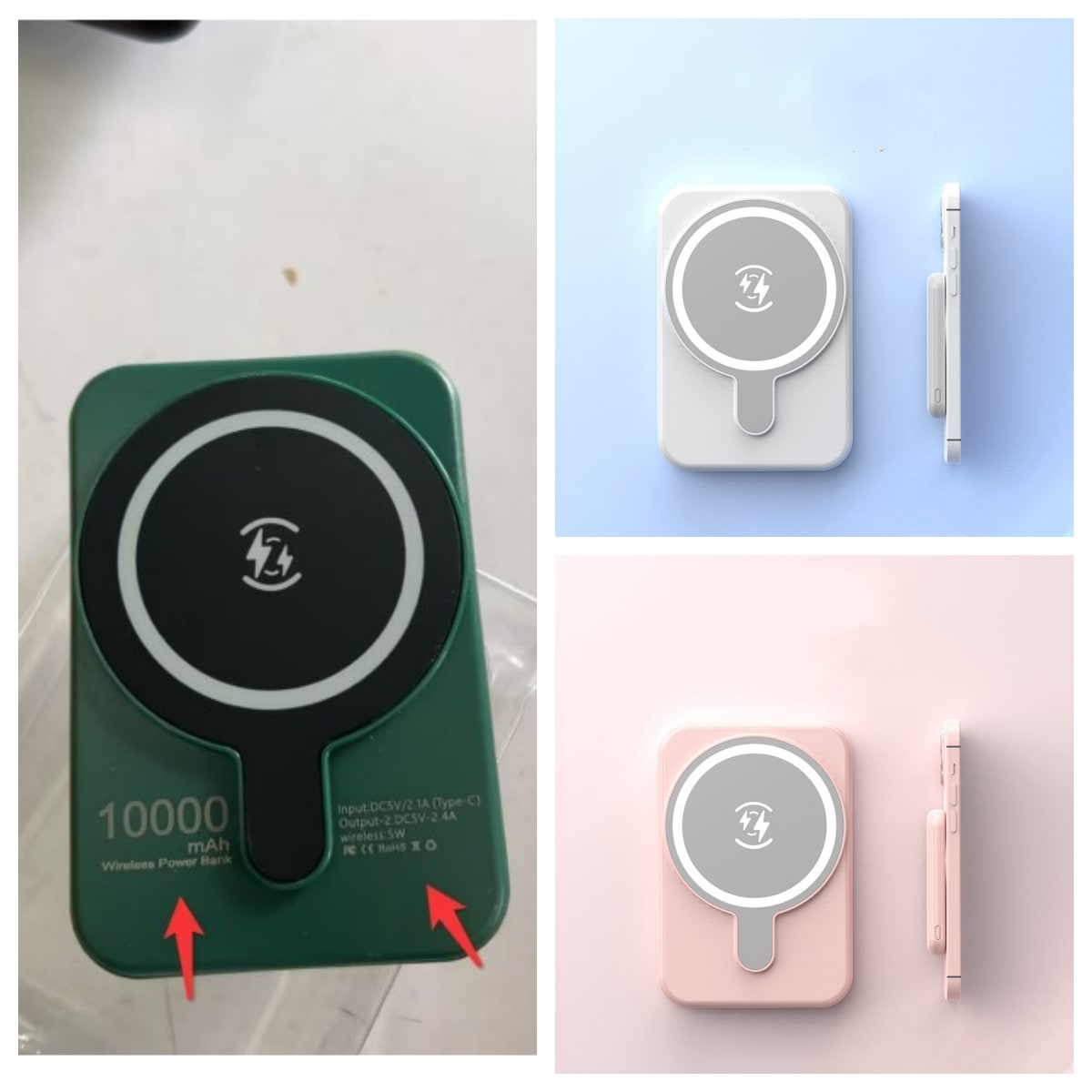 Batterie externe magnétique à recharge sans fil, 10 000 mAh