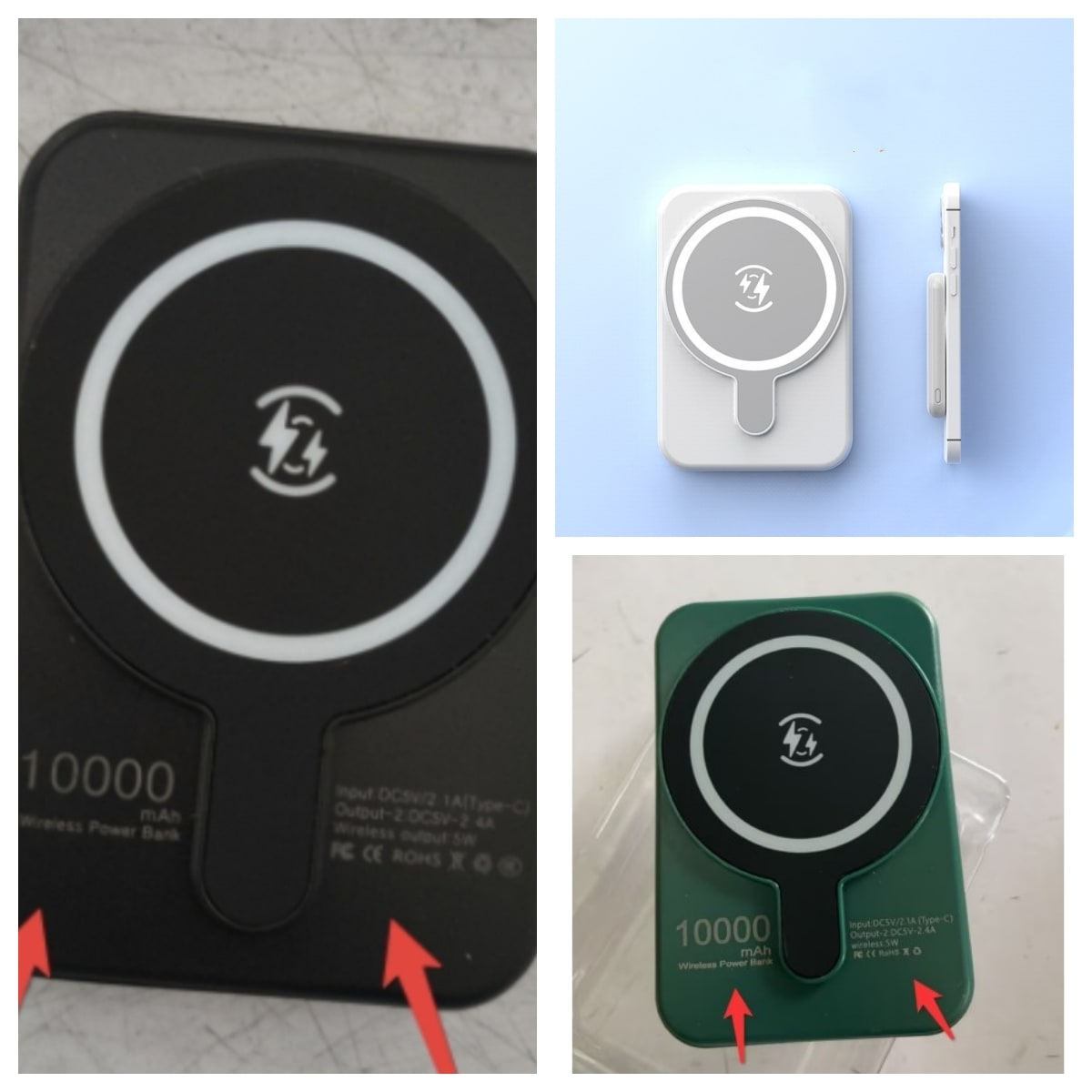Batterie externe magnétique à recharge sans fil, 10 000 mAh
