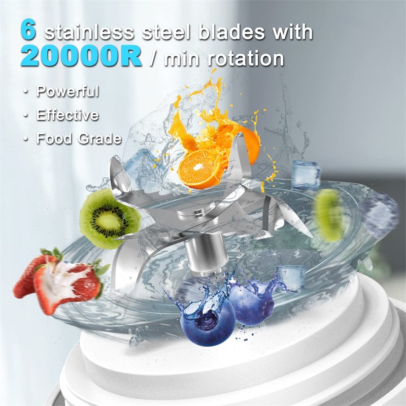 Mini mixeur rechargeable à six lames avec gobelet