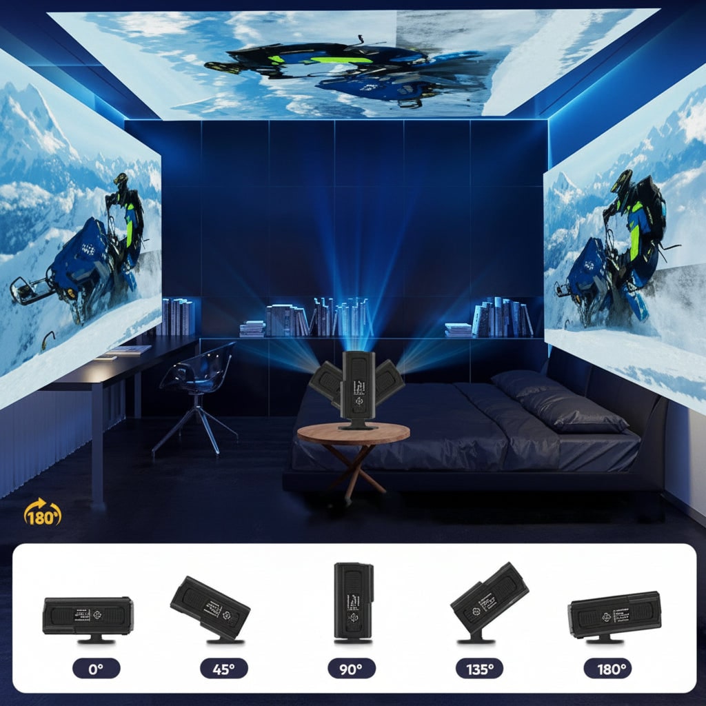 Mini vidéoprojecteur à support rotatif et télécommande