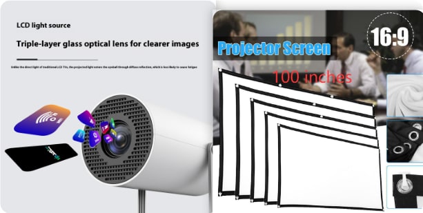 Vidéoprojecteur portable à support orientable avec écran