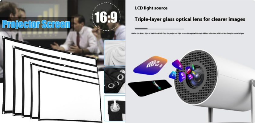 Vidéoprojecteur portable à support orientable avec écran