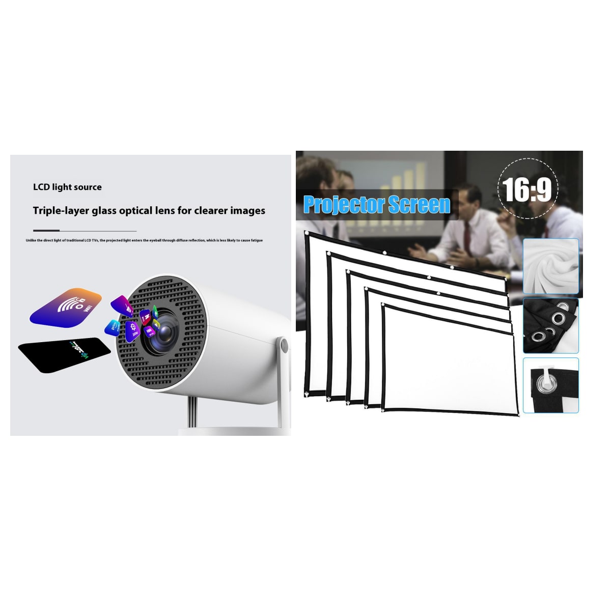 Vidéoprojecteur portable à support orientable avec écran