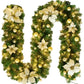 Guirlande de Noël lumineuse avec fleurs et ornements