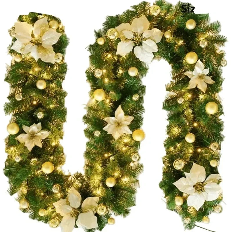 Guirlande de Noël lumineuse avec fleurs et ornements