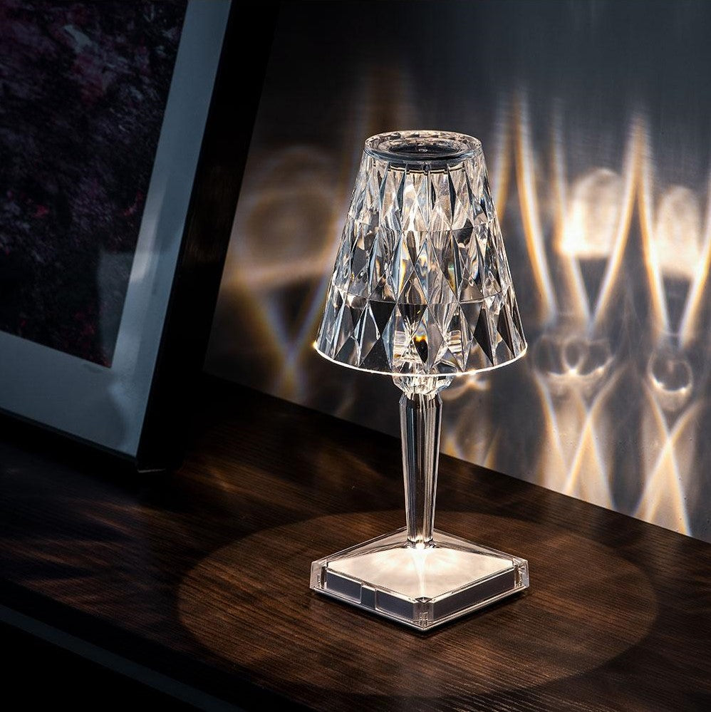 Lampe de table à facettes en acrylique rechargeable USB