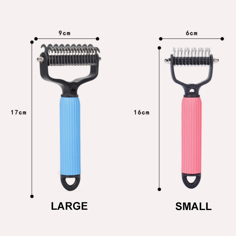 Brosse râteau double face pour le sous-poil des chiens
